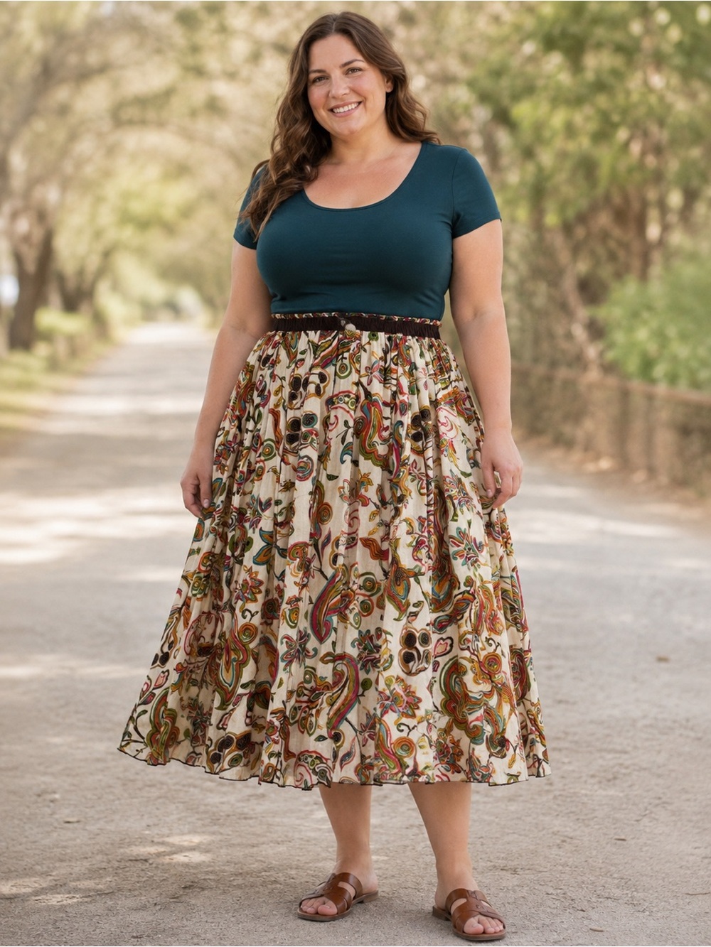 14/16 Dimri Paisley Cotton Boho Midi Skirt